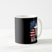 American Usa Flag Christ Faith Over Fear With Cros Kaffeetasse (VorderseiteRechts)