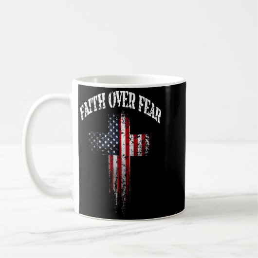 American Usa Flag Christian Cross Faith Over Fear Kaffeetasse (Links)