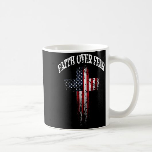 American Usa Flag Christian Cross Faith Over Fear  Kaffeetasse (Rechts)