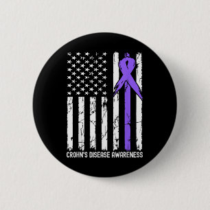 American USA Flag Crohns Disease Awareness Month R Button