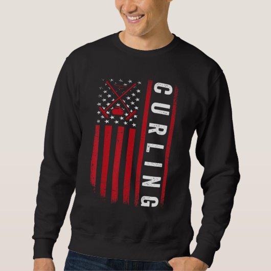 American USA Flag Curling Gifts For Men Women Curl Sweatshirt (Vorderseite)