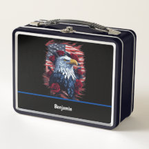 American USA Flag Eagle Rose Red White Blue