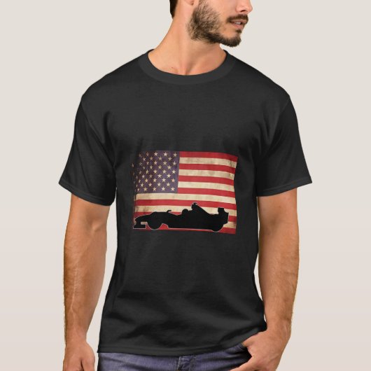 American Usa Flag Indy Car Fan Racecar Formula T-Shirt (Vorderseite)