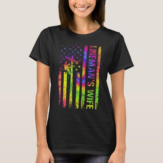 American USA Flag Krass Lineman Ehefrau Electric C T-Shirt (Vorderseite)