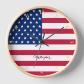 American USA Flag Patriotic Zuhause Office Decorna Uhr (Vorderseite)
