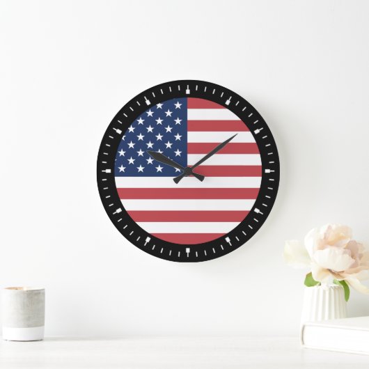 American USA Flag Pride Design-76353 Große Wanduhr (Zuhause)