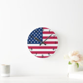 American USA Flag Pride Design-76353 Runde Wanduhr (Zuhause)