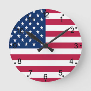 American USA Flag Pride Design-76353 Runde Wanduhr