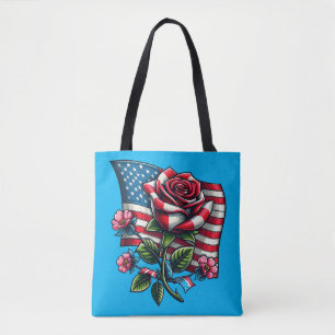 American USA Flag Rose Patriotic Art Tasche