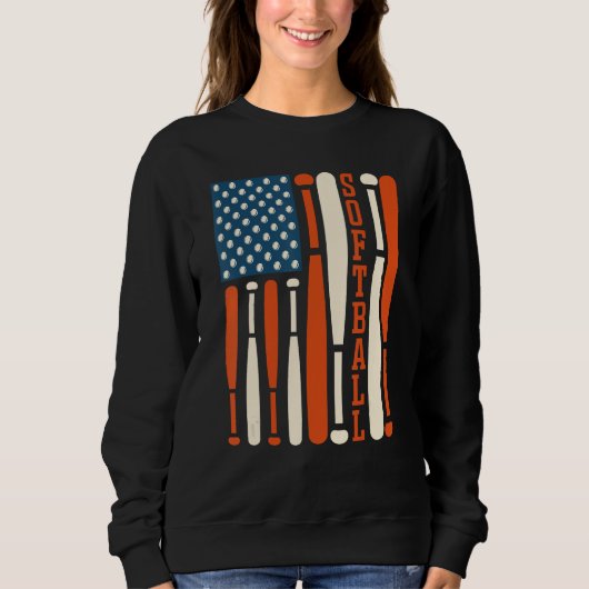 American USA Flag Softball Bat Softball Softball C Sweatshirt (Vorderseite)
