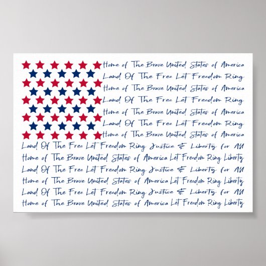 American USA Flag Typografy Red White Blue Poster (Vorne)