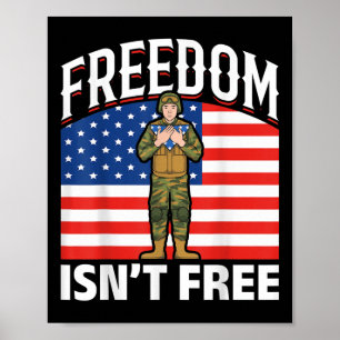 American USA Flag United Staaten Freedom Soldier M Poster