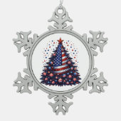 American USA Flag Weihnachtsbaum Patriotische Kuns Schneeflocken Zinn-Ornament (Vorderseite)