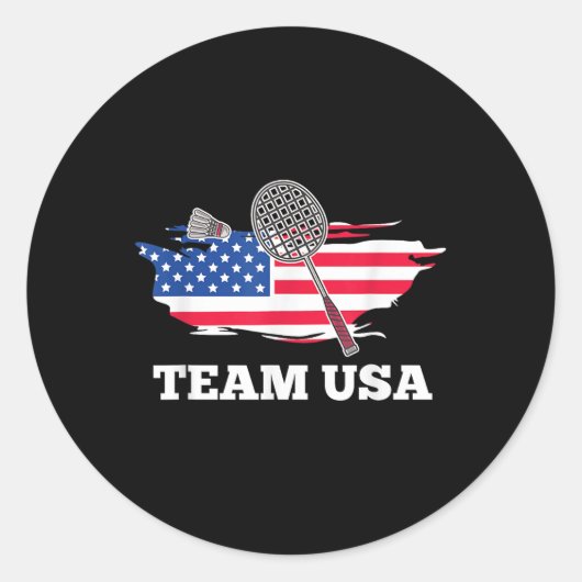 American Usa Team Shuttle Racket Badminton Player  Runder Aufkleber (Vorderseite)