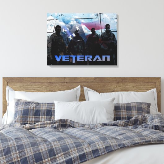 American Veteran Wrapped Canvas Print Leinwanddruck (Insitu (Schlafzimmer))