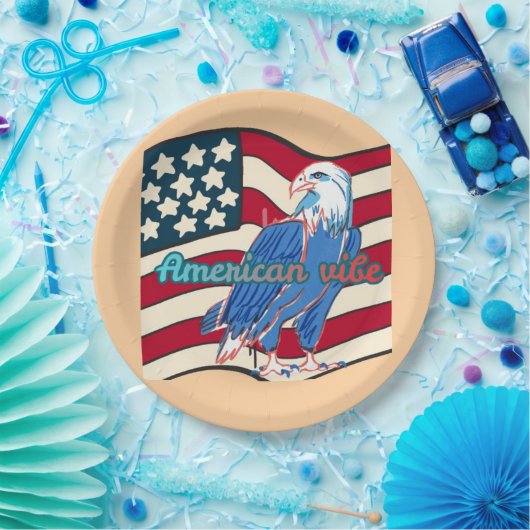 American vibe peach pappteller (Party)