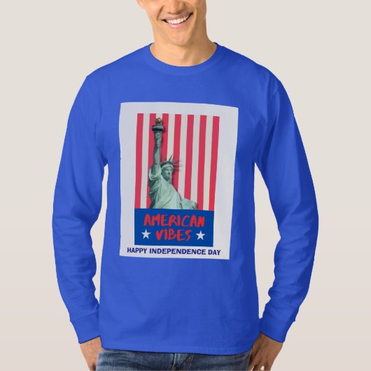 "American Vibes" Statue Liberty Red Stripes Custom T-Shirt (Vorderseite)