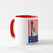 "American Vibes" Statue Liberty Red Stripes Custom Tasse (Vorderseite Links)