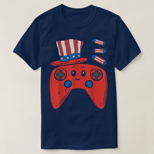 American Video Game Controller 4th Of July Gaming  T-Shirt (Design vorne)