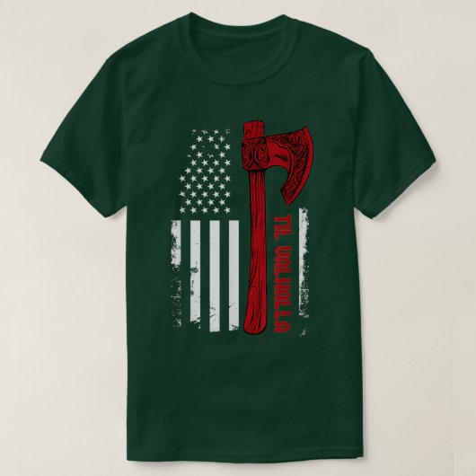 American Viking Ax Flag Til Valhalla Norse Mythol T-Shirt (Design vorne)