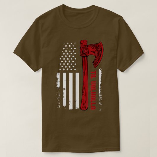 American Viking Ax Flag Til Valhalla Norse Mythol T-Shirt (Design vorne)