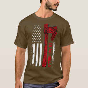 American Viking Ax Flag Til Valhalla Norse Mythol T-Shirt
