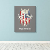 American Viking. Flag, Not, Helm, Ax Leinwanddruck (Insitu (Holzboden))