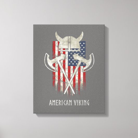American Viking. Flag, Not, Helm, Ax Leinwanddruck (Vorderseite)