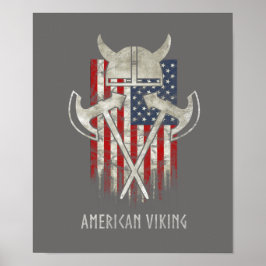American Viking. Flag, Not, Helm, Ax Poster
