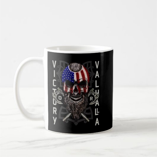 American Viking Sieg Valhalla Ax & Skull Flag Kaffeetasse (Links)