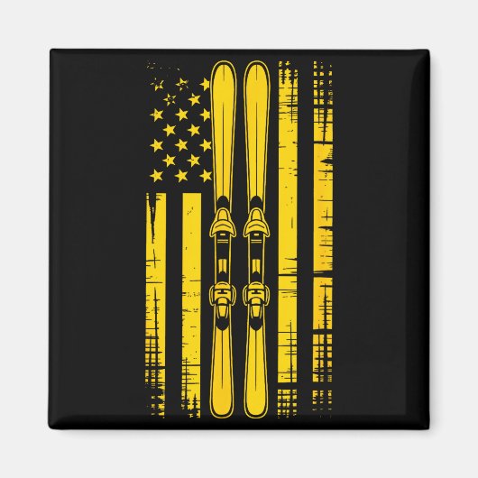 American vintage skiing ski winter mountain usaAme Magnet (Vorne)