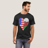 American Walish Flag Herz T-Shirt (Vorne ganz)
