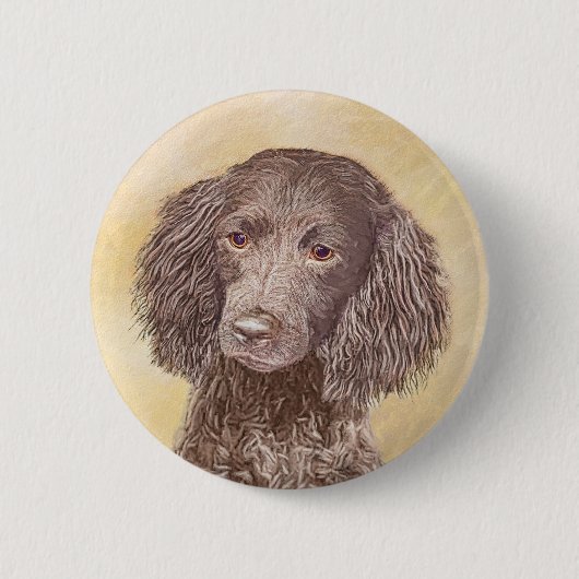 American Water Spanel Malerei - Original Dog Art Button (Vorderseite)