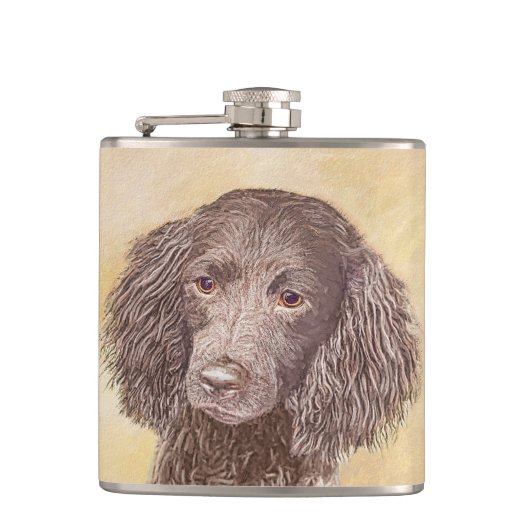 American Water Spanel Malerei - Original Dog Art Flachmann (Vorderseite)
