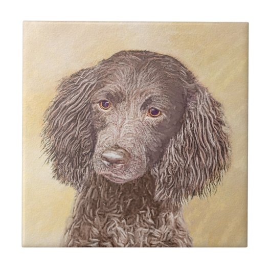 American Water Spanel Malerei - Original Dog Art Fliese (Vorderseite)
