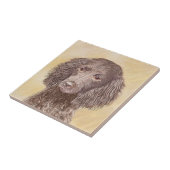 American Water Spanel Malerei - Original Dog Art Fliese (Seite)