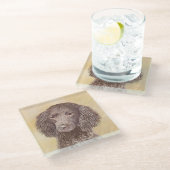 American Water Spanel Malerei - Original Dog Art Glasuntersetzer (Schrägansicht)