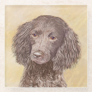 American Water Spanel Malerei - Original Dog Art Glasuntersetzer