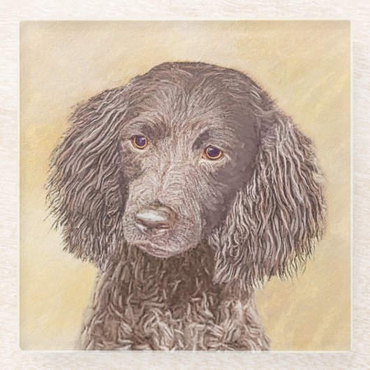 American Water Spanel Malerei - Original Dog Art Glasuntersetzer (Vorderseite)