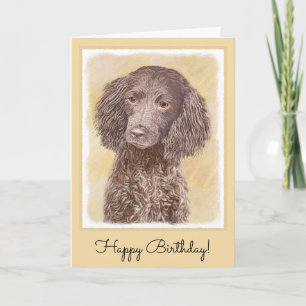 American Water Spanel Malerei - Original Dog Art Karte