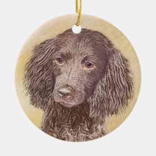 American Water Spanel Malerei - Original Dog Art Keramik Ornament
