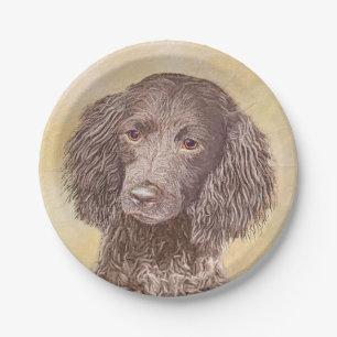 American Water Spanel Malerei - Original Dog Art Pappteller