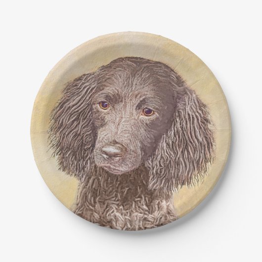 American Water Spanel Malerei - Original Dog Art Pappteller (Vorderseite)