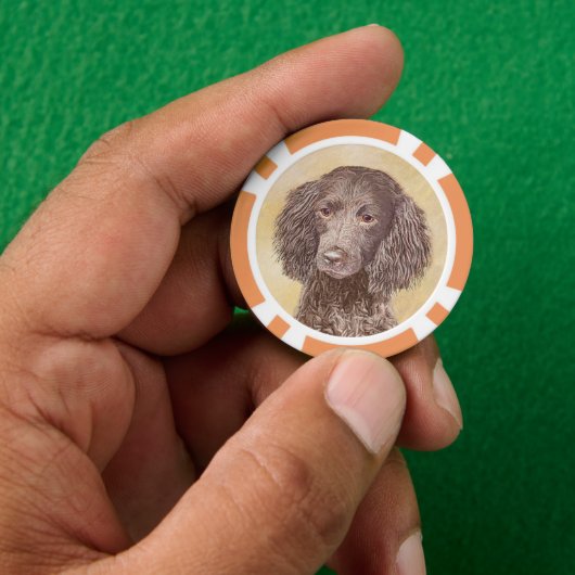 American Water Spanel Malerei - Original Dog Art Pokerchips (Hand)