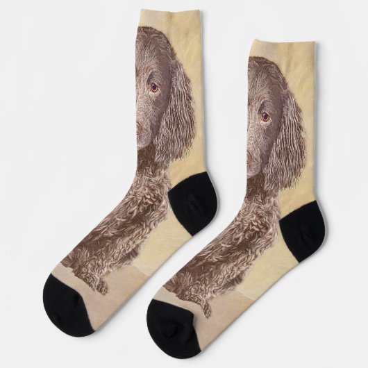American Water Spanel Malerei - Original Dog Art Socken (Linkes Detail)