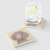 American Water Spanel Malerei - Original Dog Art Steinuntersetzer (Seitenansicht)