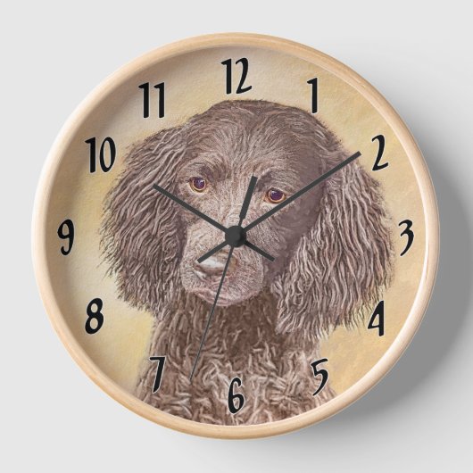 American Water Spanel Malerei - Original Dog Art Uhr (Vorderseite)