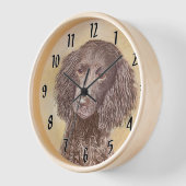 American Water Spanel Malerei - Original Dog Art Uhr (Winkel)