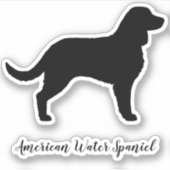 American Water Spanel Silhouette Hunde Rasse Vinyl Aufkleber (Vorderseite)