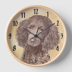 American Water Spaniel Gemälde - Originale Hundeku Uhr